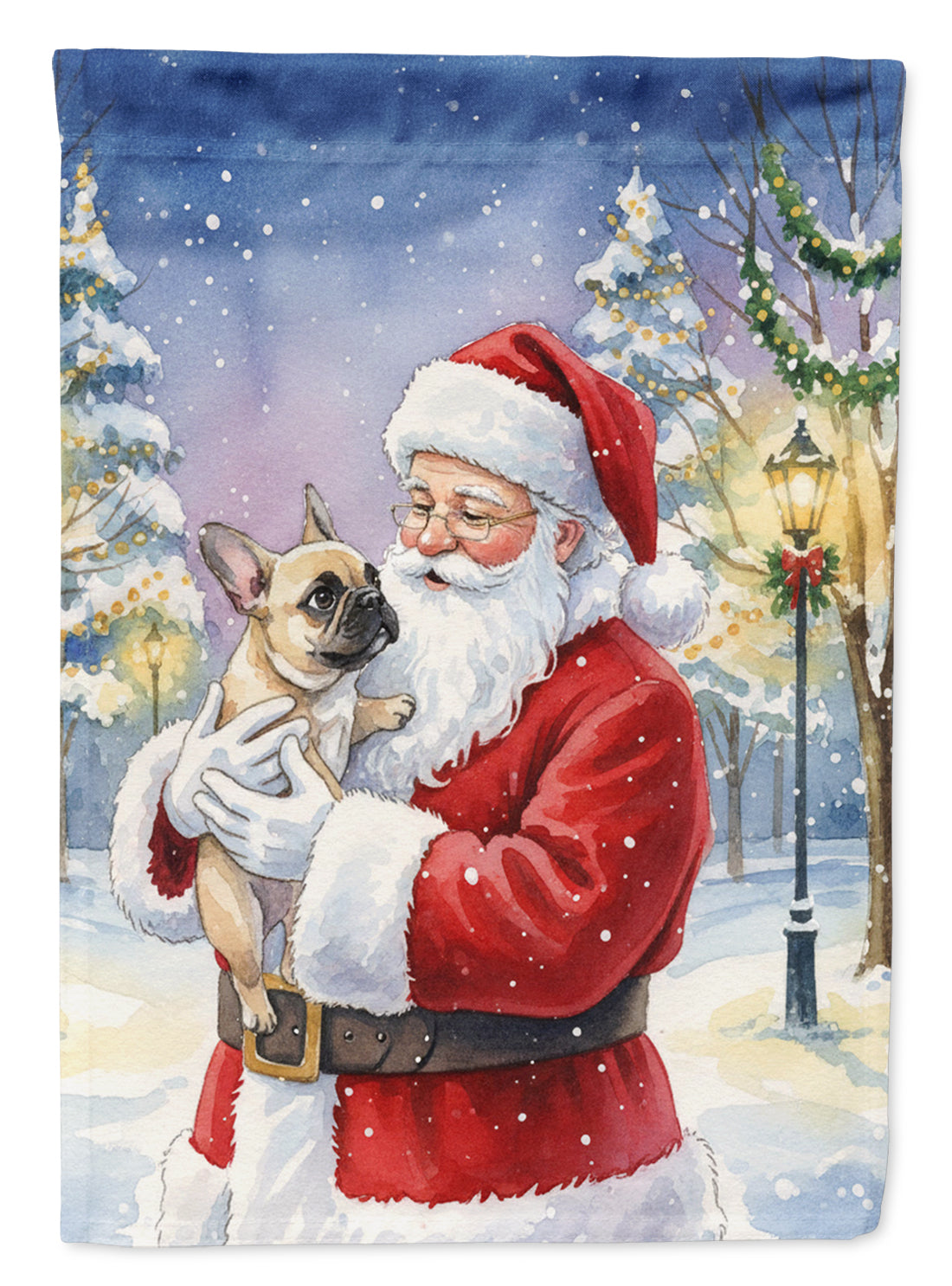 French Bulldog with Santa Claus House Flag
