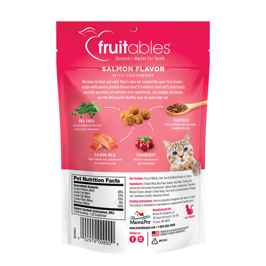 Fruitables Salmon Flavor with Cranberry Cat Treats (2.5oz) - Fruitables Cat Treats - The Family Pet