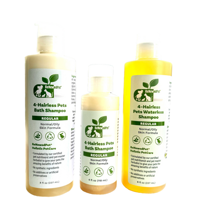 4 - HAIRLESS PETS REGULAR SHAMPOO, WATERLESS SHAMPOO & CONDITIONER KIT - 4 Nudie Pets - ReNewedPet