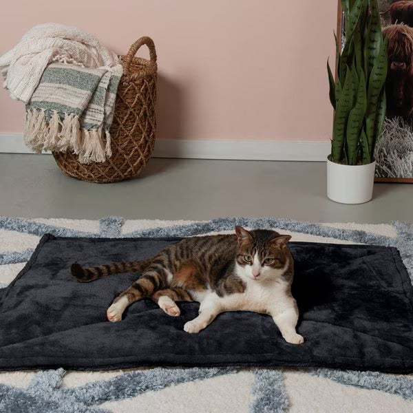 FurHaven ThermaNAP Faux Fur Black Self - Warming Pet Bed Mat, Small - Pet Bed - The Family Pet
