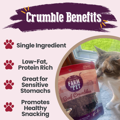 Farm To Pet Beef Crumbles Cat Treats 3.2oz 🥩