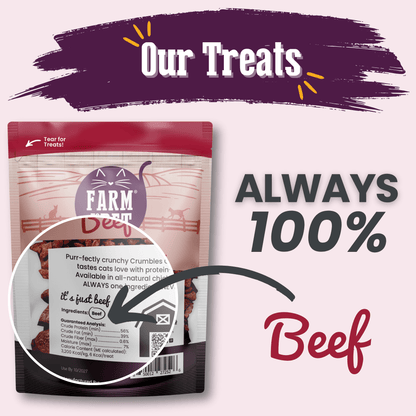 Farm To Pet Beef Crumbles Cat Treats 3.2oz 🥩