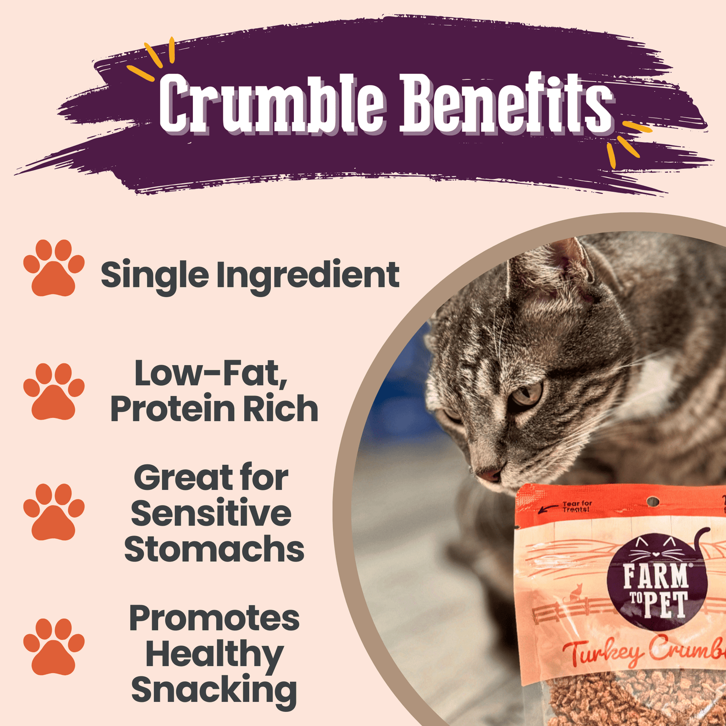 Turkey Crumbles Cat Treats Grain Free 3.2oz 🦃