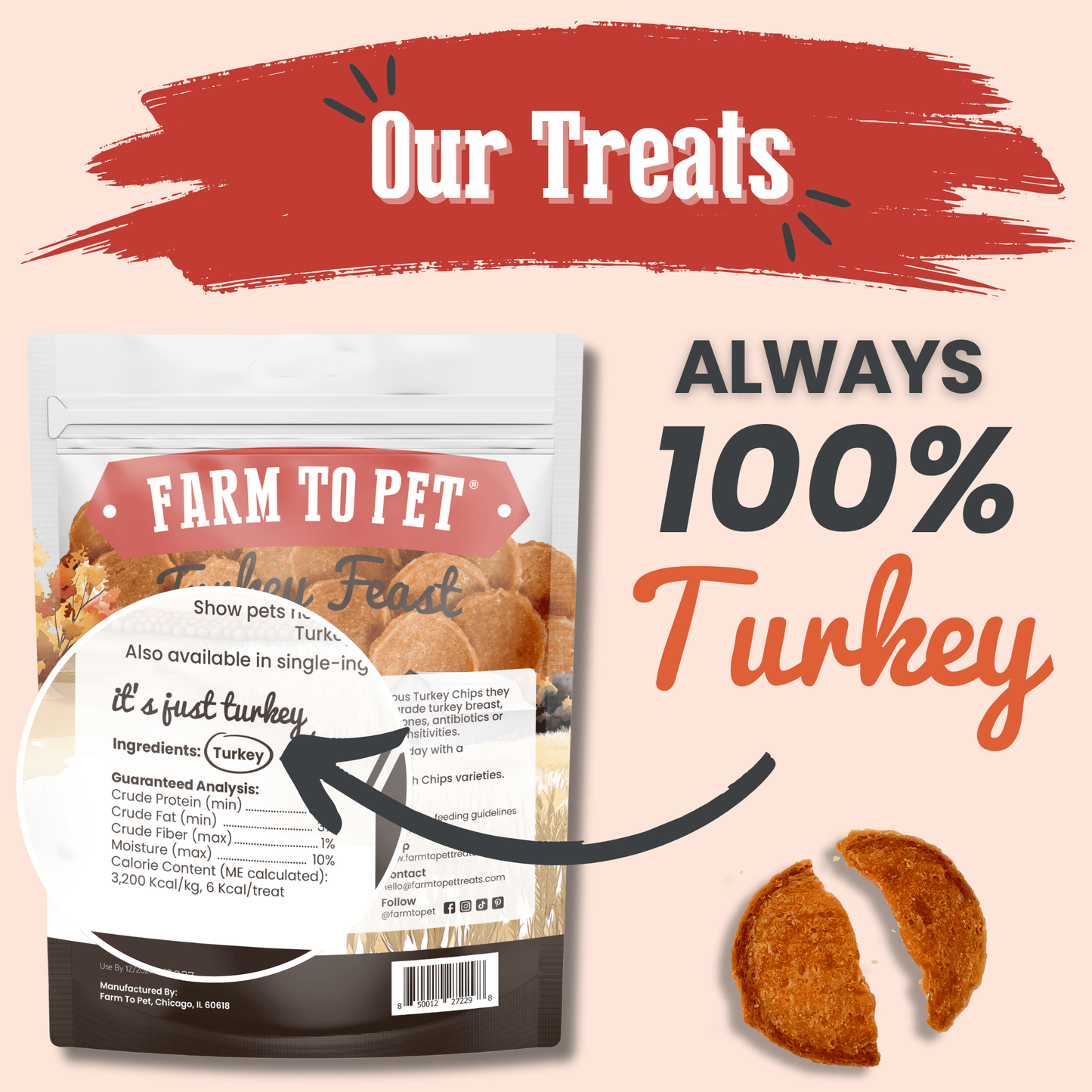 Dog Treats Turkey Feast Chips 3-Pack 12oz 🦃
