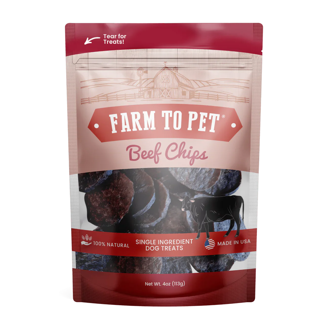 Farm To Pet Beef Chips (4oz) - Dog Treats - The Family Pet