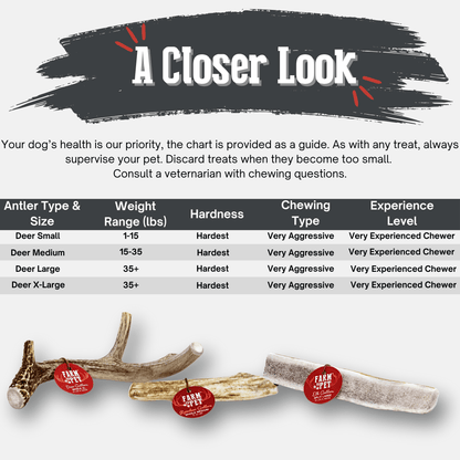 Deer Antler Dog Chews Large Whole 6 Oz 🦌