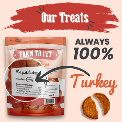 Dog Treats Turkey Chips Single Ingredient Natural 4oz 🦃