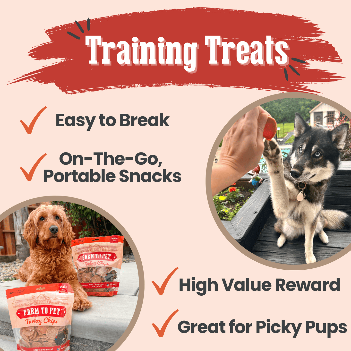 Dog Treats Turkey Chips Single Ingredient Natural 4oz 🦃