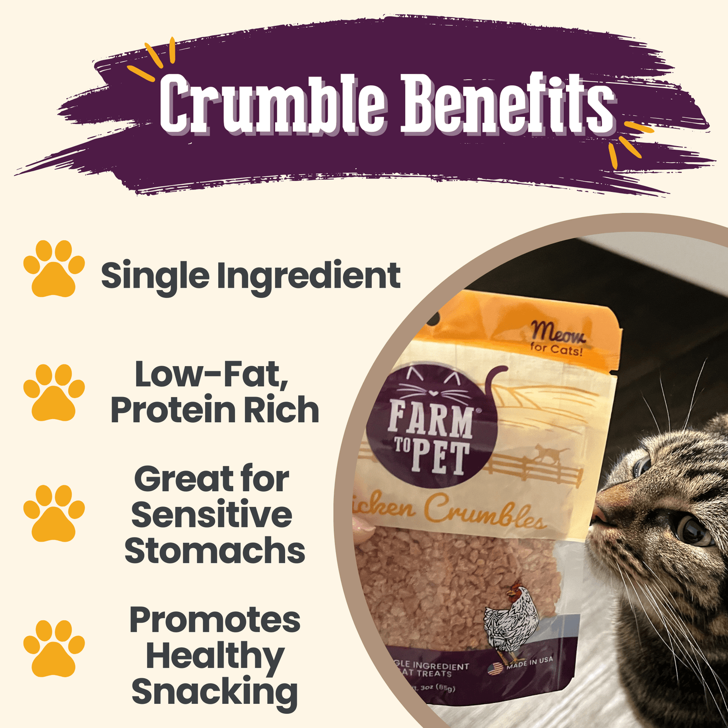 Chicken Crumbles Cat Treats | Single-Ingredient Treats for