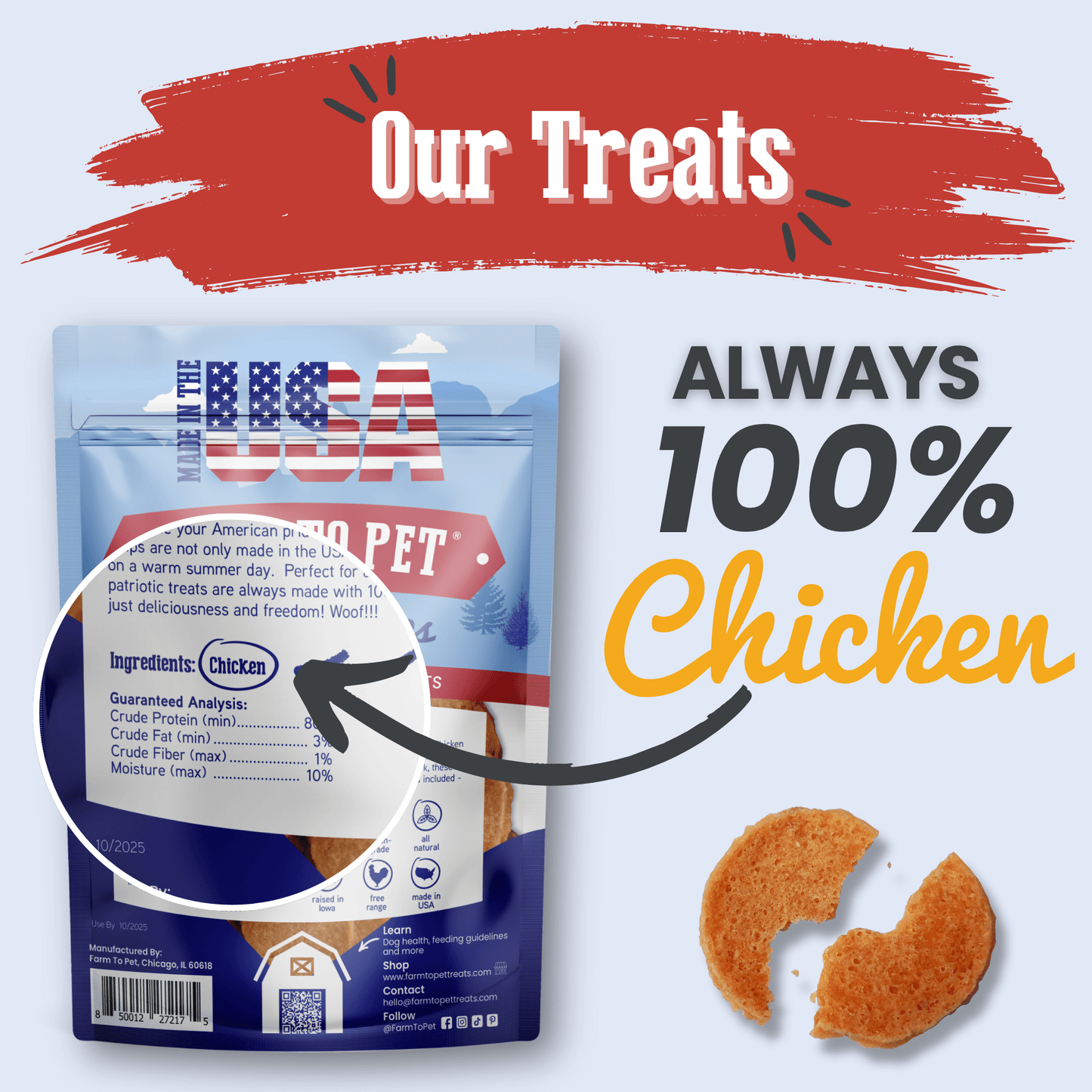Dog Treats Americana Chicken Chips 4.2 Oz 🇺🇸