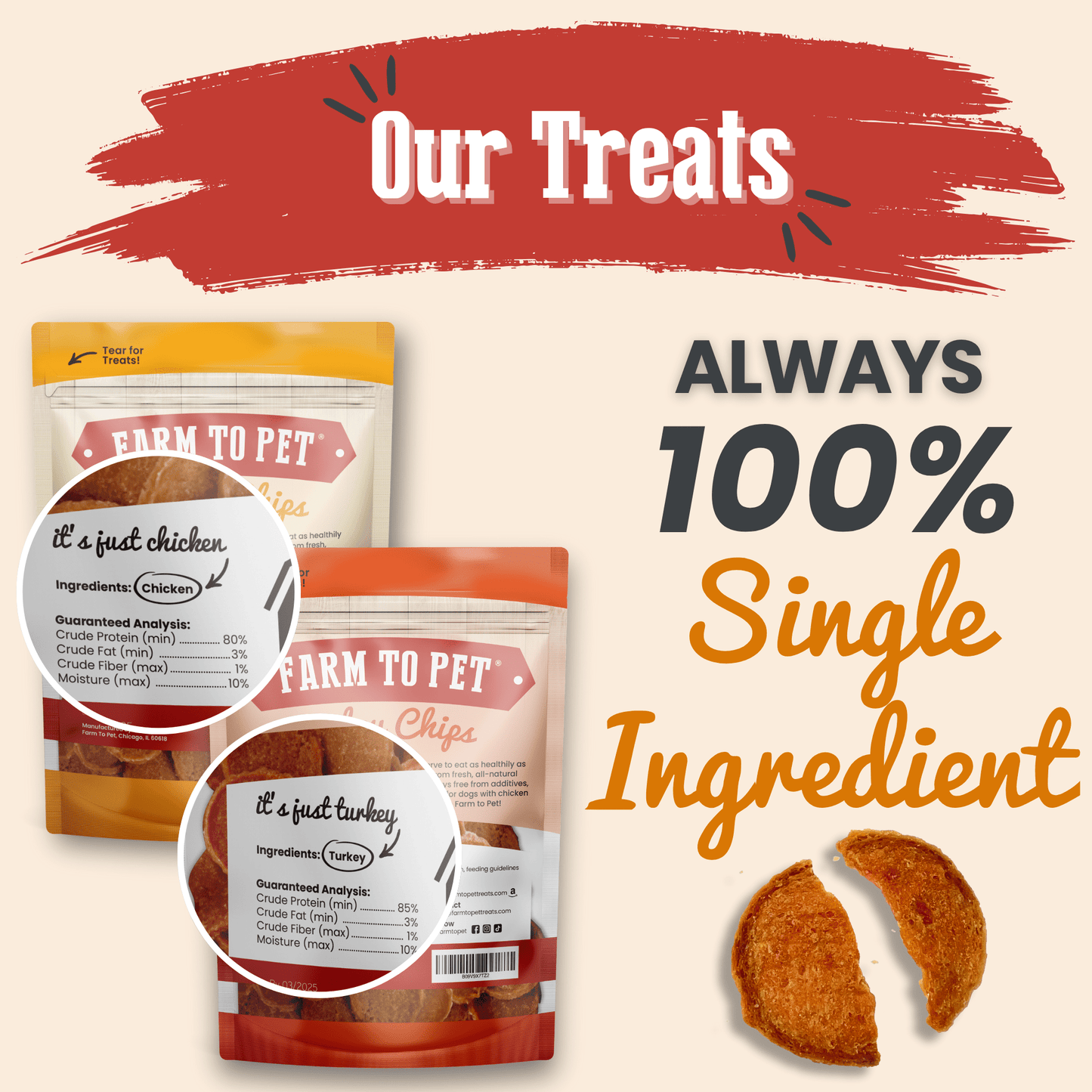 Dog Treats Turkey Chicken Chip Duo 8.4 Oz 🦃