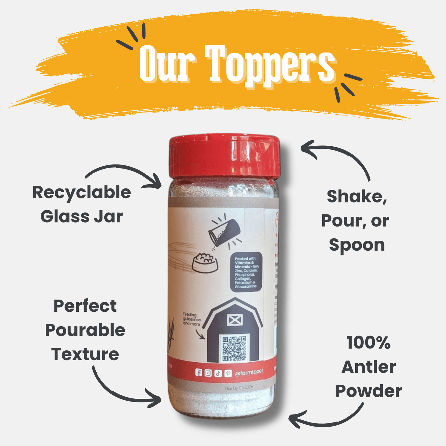Dog Food Topper Antler Powder Supplement 4oz 🦌