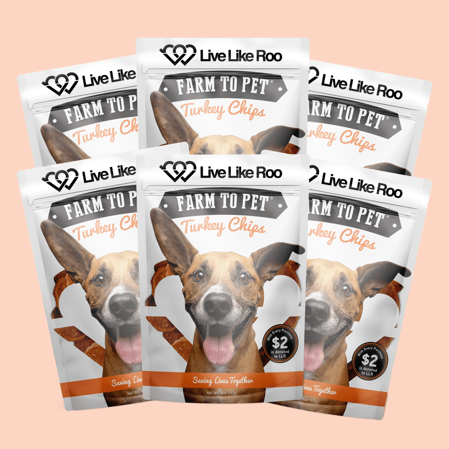 Dog Treats Turkey Chips Charity Live Like Roo 4oz 🦃