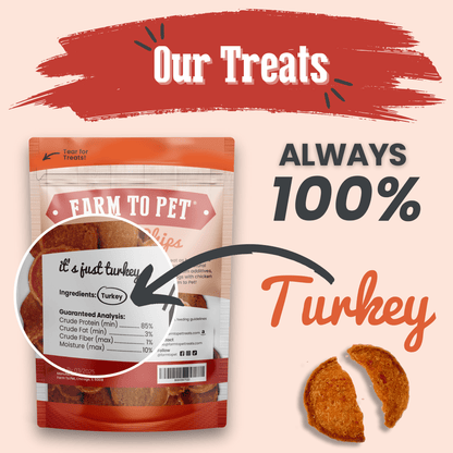 Dog Treats Turkey Chips Single Ingredient Natural 4oz 🦃