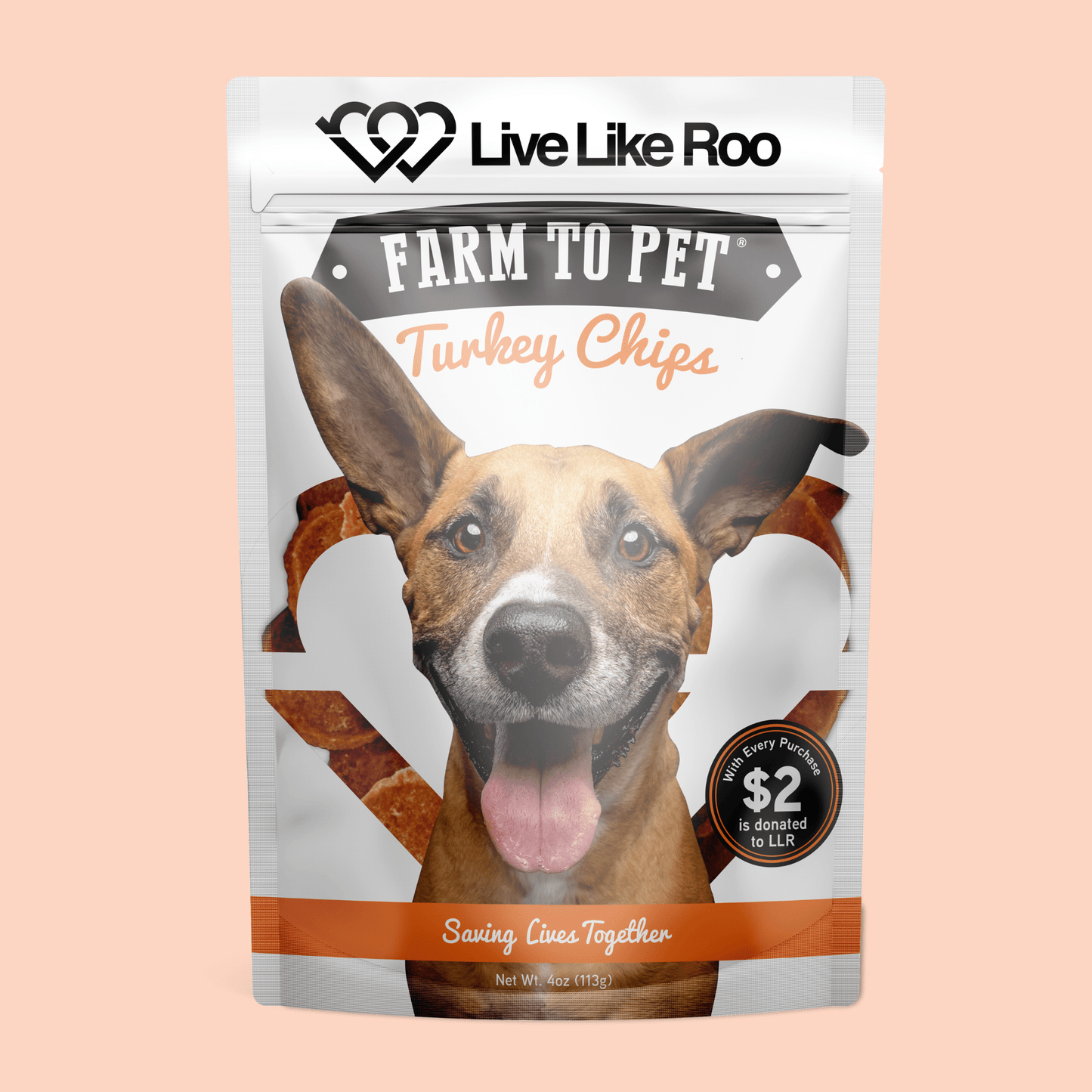 Dog Treats Turkey Chips Charity Live Like Roo 4oz 🦃