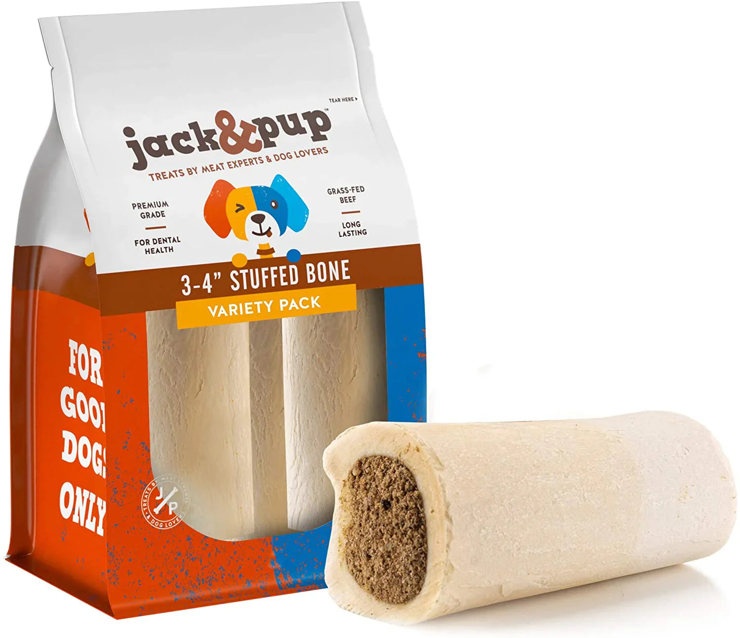 Jack & Pup Filled Bones Bully Stick Flavor (3 - 4 inch) - Dog Treats - The Family Pet