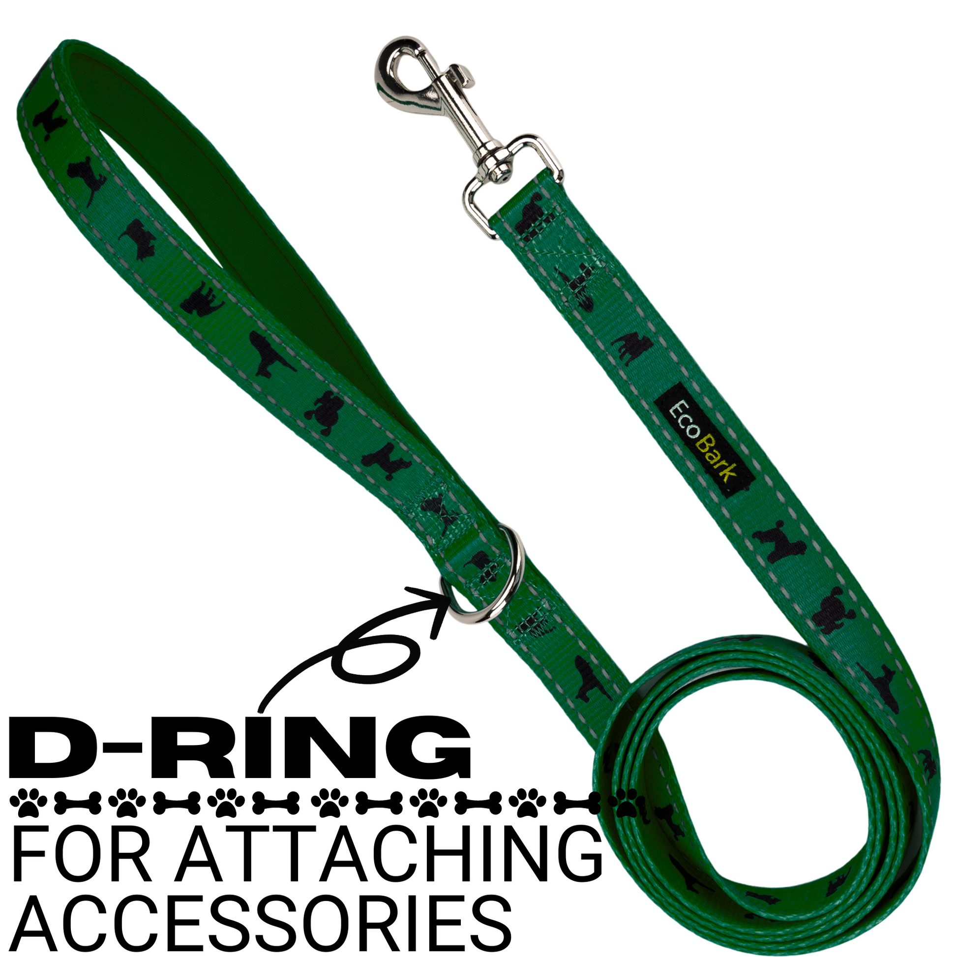 Dog Leash EcoBark Forest Green Leash- Padded Comfort Grip - gallery product image for dog leash