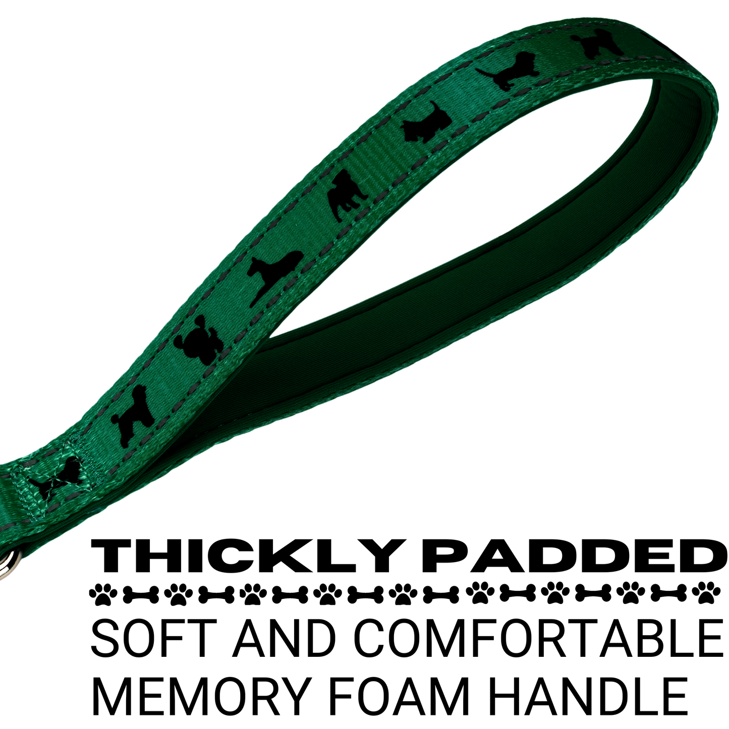 Dog Leash EcoBark Forest Green Leash- Padded Comfort Grip - gallery product image for dog leash