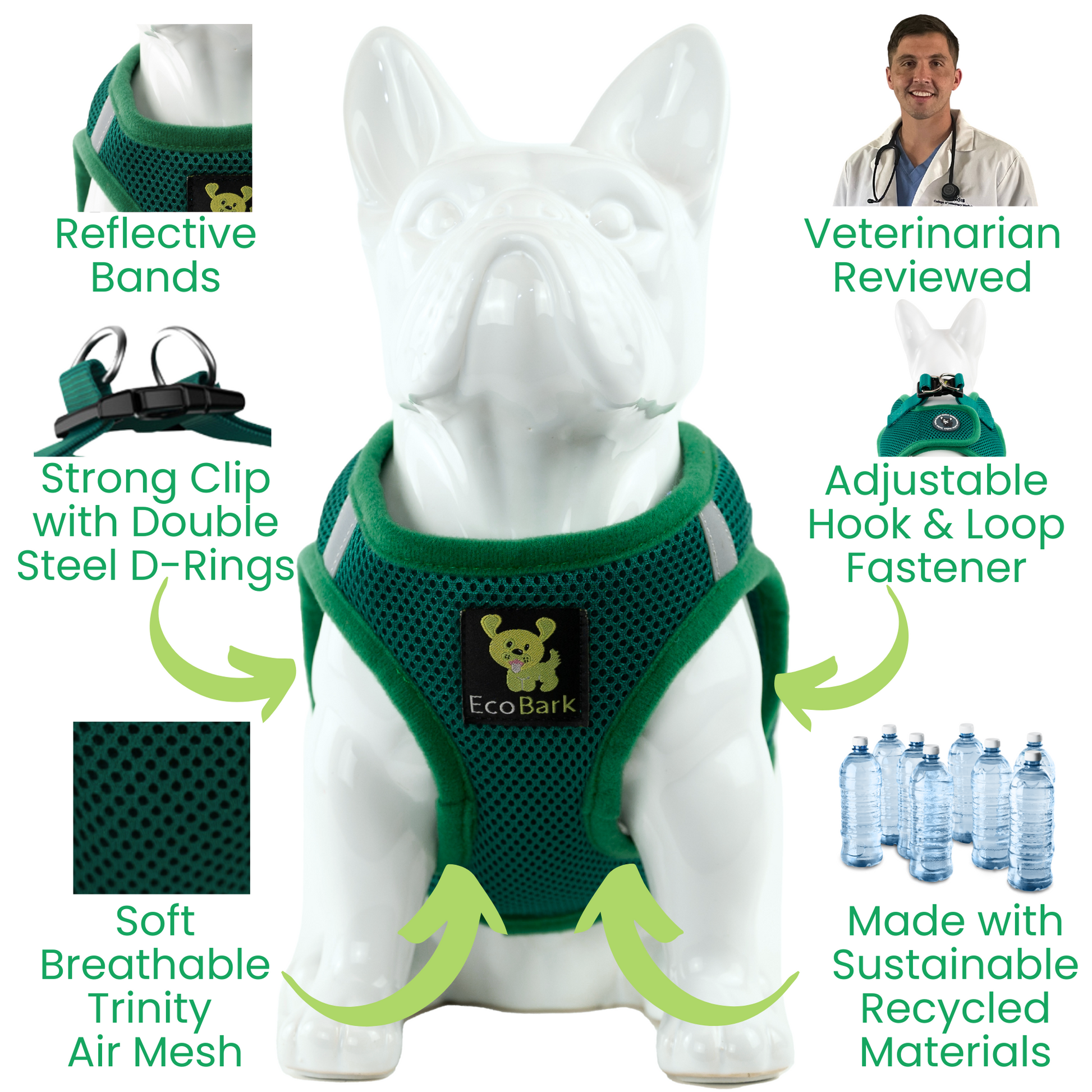 Dog Harness EcoBark Step In Harness XXXS to Small Breeds- - close up product image for dog harness