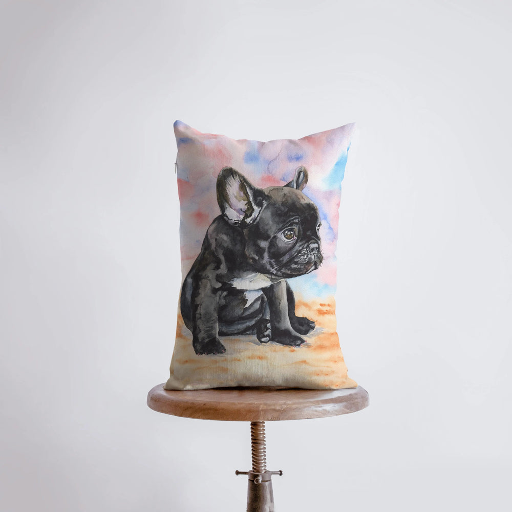 French Bulldog Puppy | Watercolor Bulldog | 12x18 | Pillow Cover | Dogs | Home Décor | Custom Dog Pillow | Dog Lover Gift | Dog Mom Gift by UniikPillows