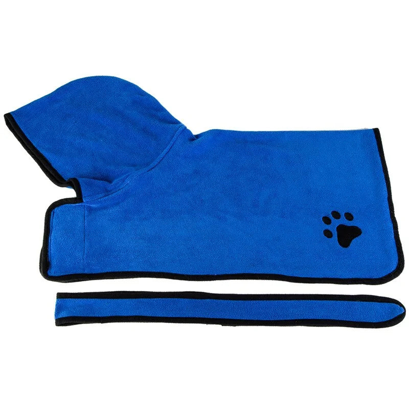 Soft Absorbent Pet Bathrobe with Drying Towel and Hat - Ameraeon - blue - Large - 35292_KBMQYZP
