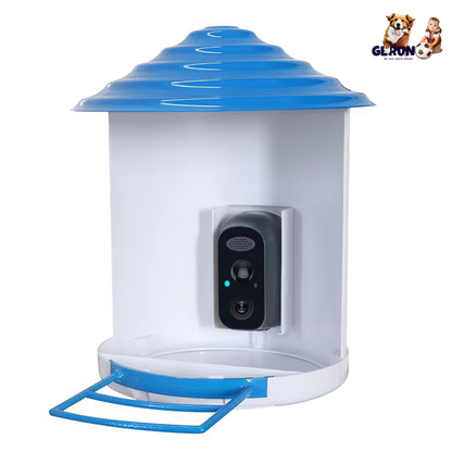 Smart Bird Feeder with Solar Powered Camera 1080P HD AI Identify PIR Motion Auto Capture Video Cloud Card Storage WiFi Connection App Control IP65 Wat