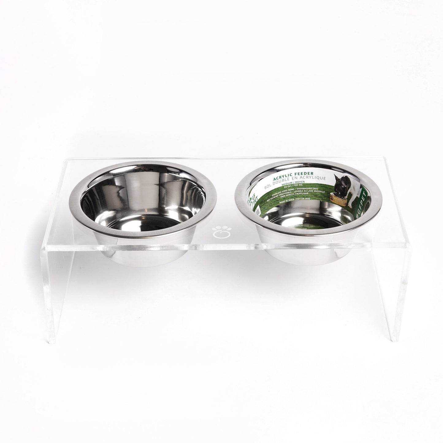 Modern Clear Acrylic Elevated Double Pet Feeder for Comfort