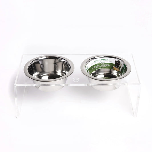 Modern Clear Acrylic Elevated Double Pet Feeder for Comfort