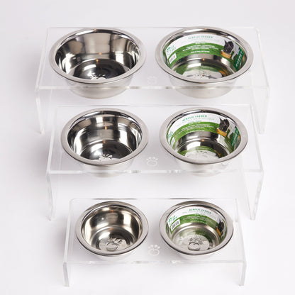 Modern Clear Acrylic Elevated Double Pet Feeder for Comfort