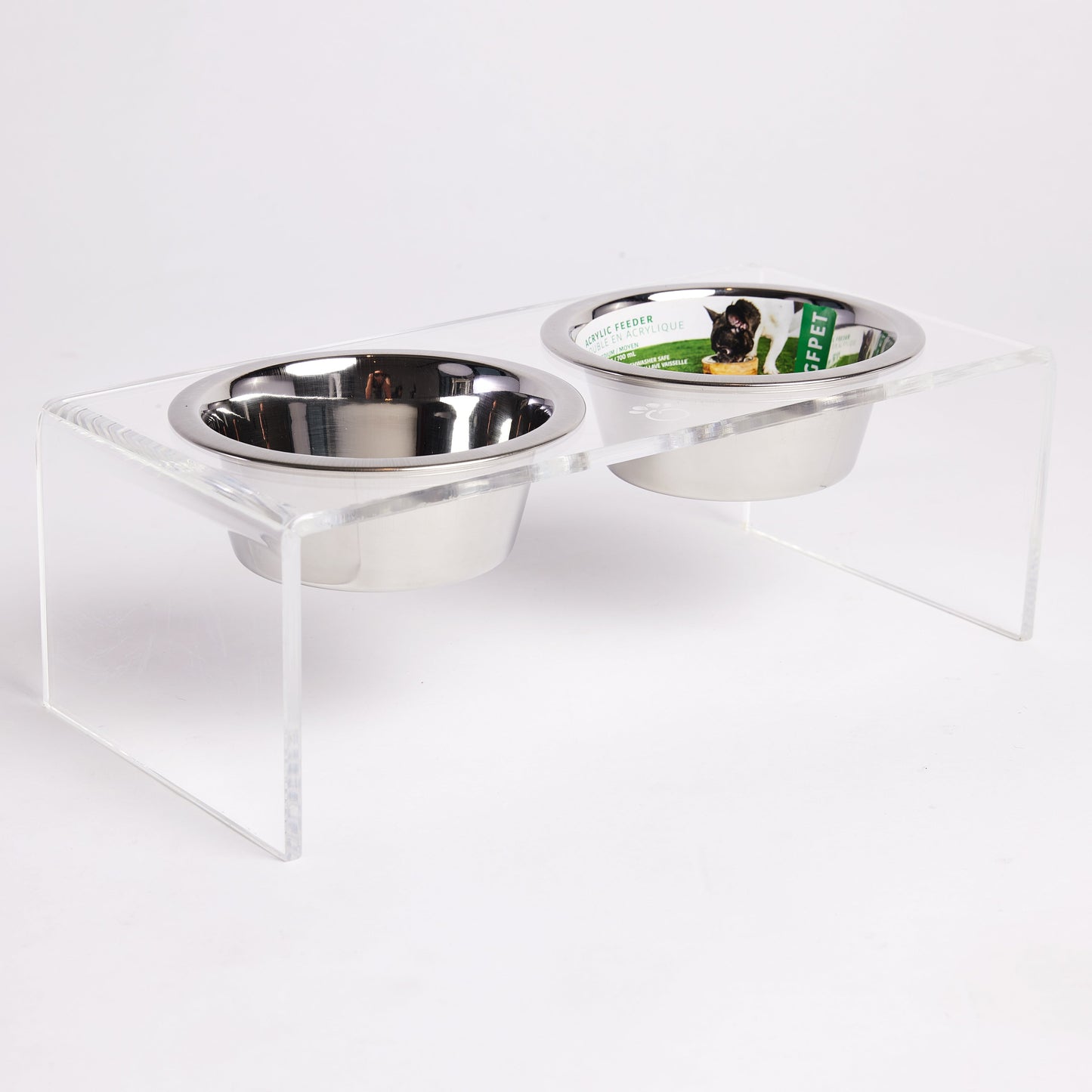 Modern Clear Acrylic Elevated Double Pet Feeder for Comfort