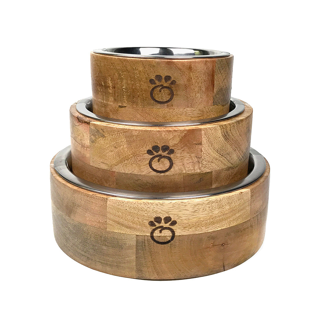 Purrfect Pet Kingdom Mango Wood Bowl Single (M) - Premium Pet Bowls & Feeders
