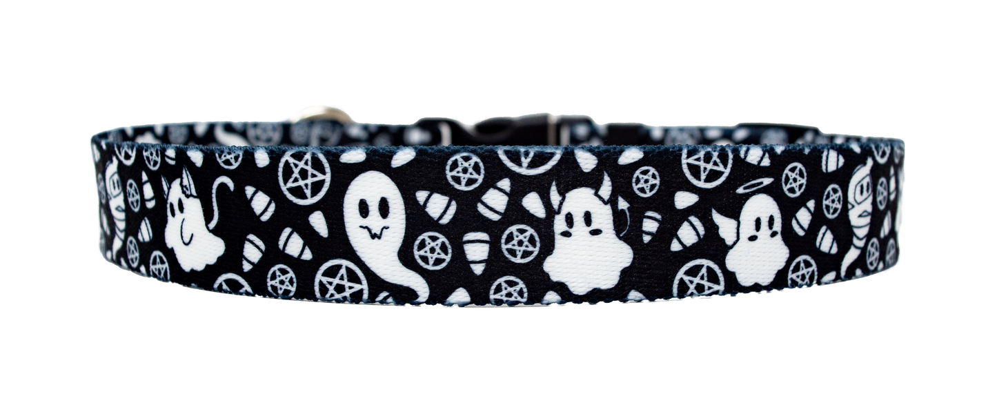 Goth Ghosties Black and White Dog Collar