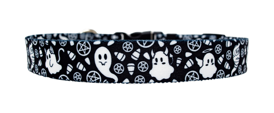 Goth Ghosties Black and White Dog Collar