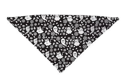 Goth Ghosties Black and White Dog Bandana