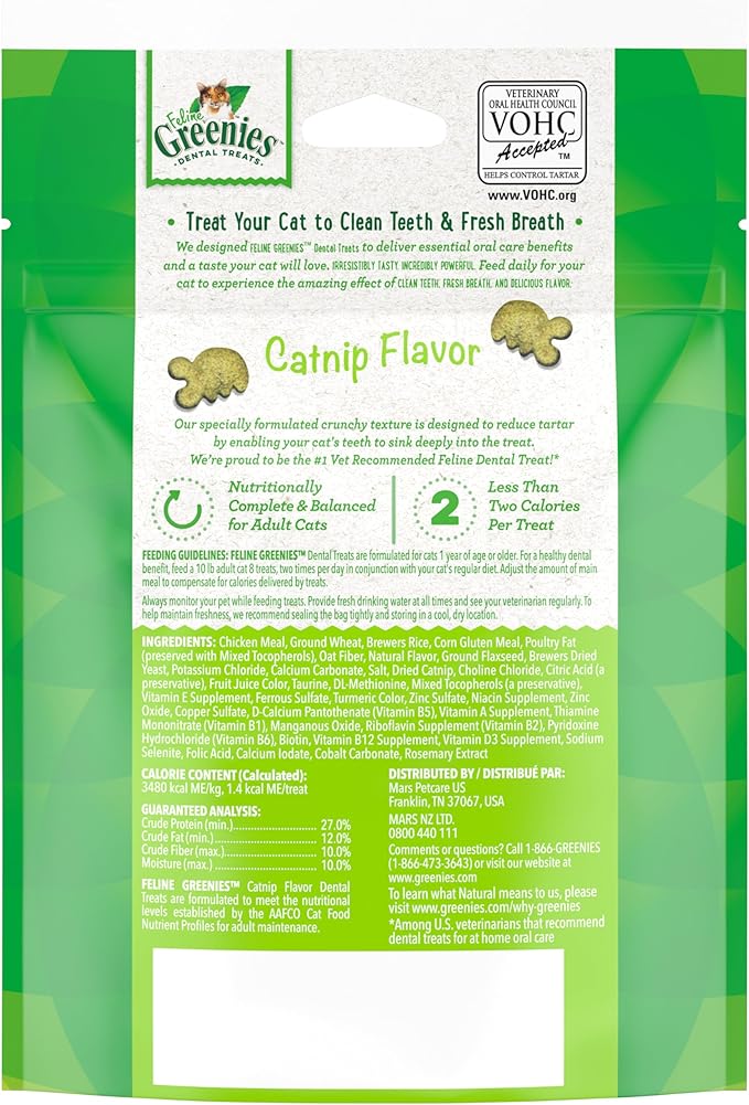 Greenies FELINE GREENIES Catnip Flavored Dental Treats
