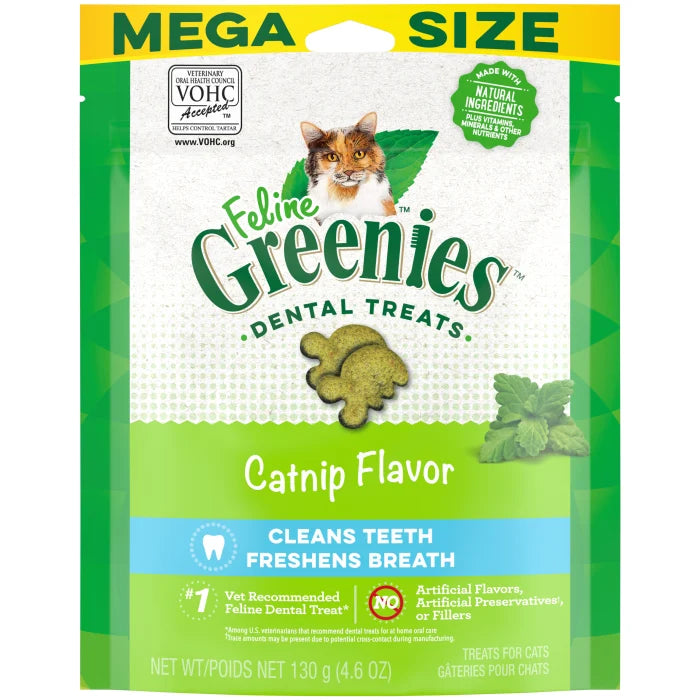 Greenies FELINE GREENIES Catnip Flavored Dental Treats, Mega Size (4.6oz)
