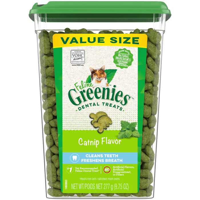 Greenies FELINE GREENIES Catnip Flavored Dental Treats, Value Size (9.75oz) - Dental Cat Treat - The Family Pet