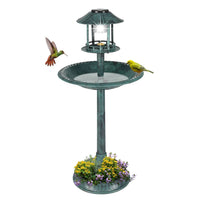 Outdoor Garden Birdbath in Green Copper Patina Finish with