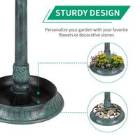 Outdoor Garden Birdbath in Green Copper Patina Finish with
