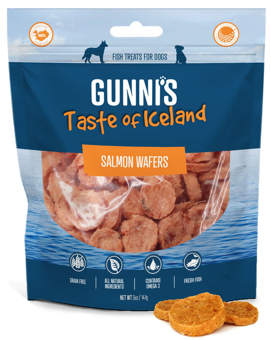 Dog Treats Gunni's Salmon Wafers Iceland Human-Grade 5oz 🐟