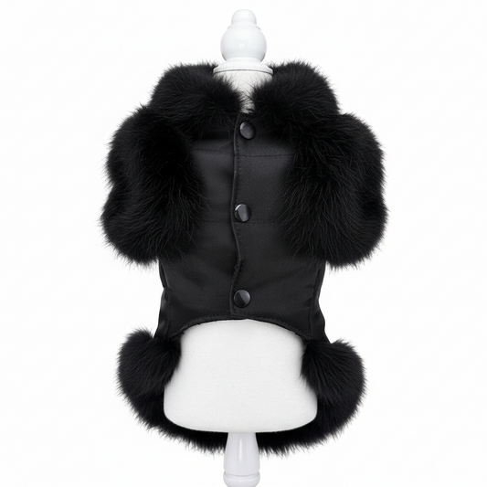 Black Faux Fur Dog Coat