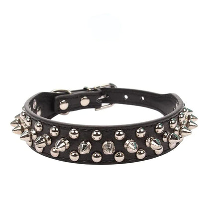 Rugged Leather Spiked Collar for Dogs and Cats - Ameraeon