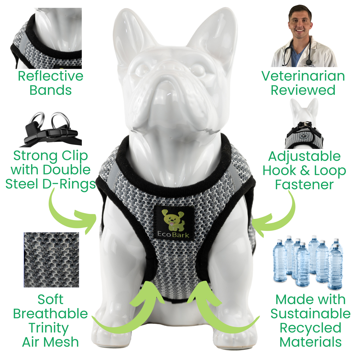 Dog Harness EcoBark Step In Harness XXXS to Small Breeds- - close up product image for dog harness