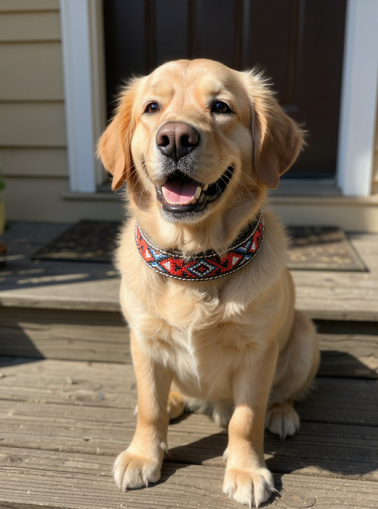 Epic Padded Beaded Leather Dog Collar – Durable Comfort