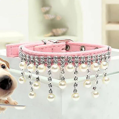 Luxury Crystal Pearl Pet Collar - Make Your Pet the Star of Every Event