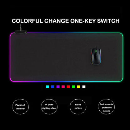 LED Light Gaming Mouse Pad RGB Large Keyboard Cover Non-Slip Rubber Base Computer Carpet Desk Mat PC Game Mouse Pad