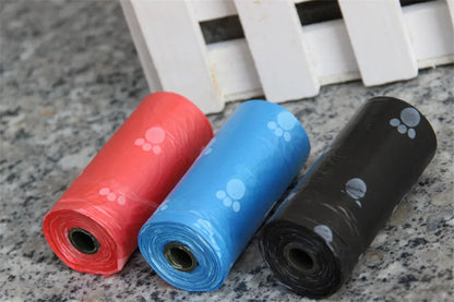 15 Bags Per Roll PE Dog Poop Bags Paw Print Pets Dogs Accessories for Dogs Cats Mascotas Products bolsas caca perro undefined - Purrfect Pet Kingdom