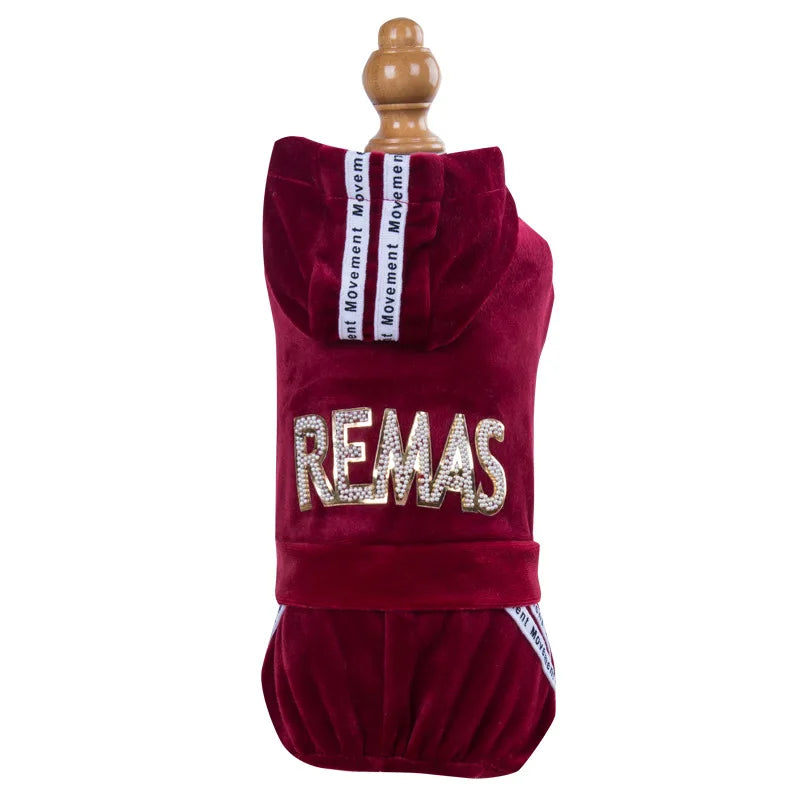 Velvet Dog Cat Jumpsuit Coat Classic Apparel 5 sizes - pet clothing - THRIXINE