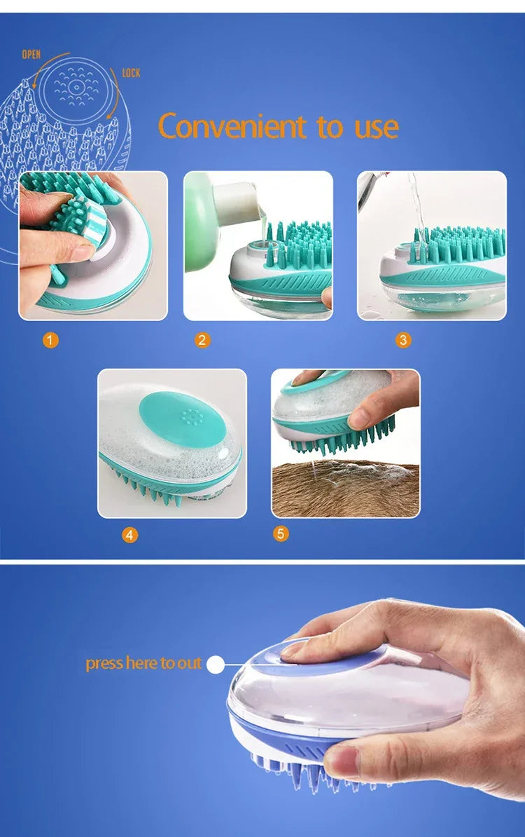 2 - in - 1 Pet Bath Brush – Soft Silicone Dog Cat Grooming & Massage Comb - WTN Essentials