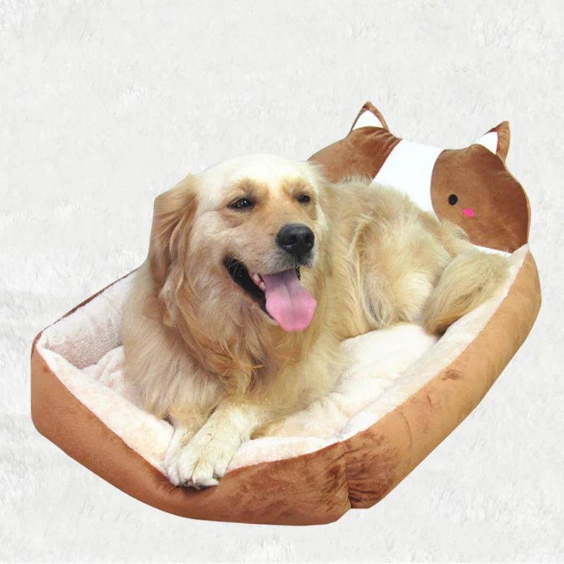 Cute Cartoon Pet Bed - Winter Warm Sofa for Small & Medium Dogs, Cats